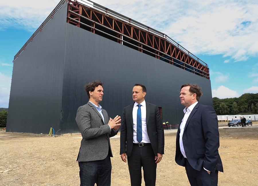 Rob Wade, CEO of FOX Entertainment, Taoiseach, Leo Varadkar and Pat Kiely, CEO and Founder of BiggerStage. Pic: Naoise Culhane