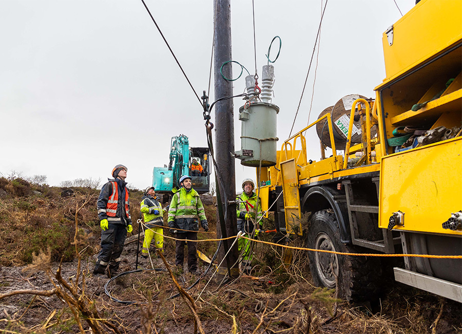 ESB workers in Dunmanway, Co Cork, after Storm Éowyn
