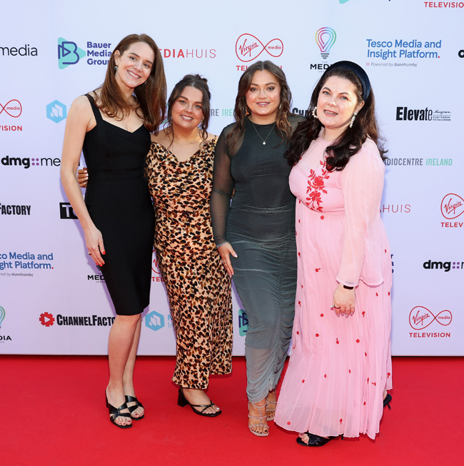 Aoife Higgins, Maeve Clinton, Grace Higgins and Georgia Hickey at The Media Awards, sponsored by Virgin Media Television and dmg media, at The Mansion House, Dublin. Pic: Brian McEvoy