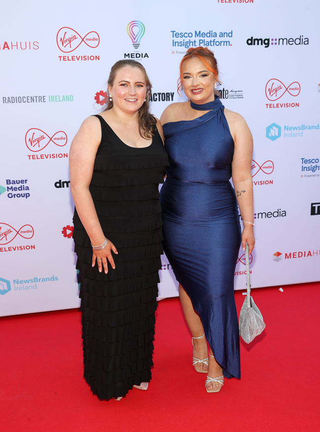 Zoe Byrne and Erica Henderson, from Havas Media, at the Media Awards, sponsored by Virgin Media Television and dmg media, at The Mansion House, Dublin. Pic: Brian McEvoy