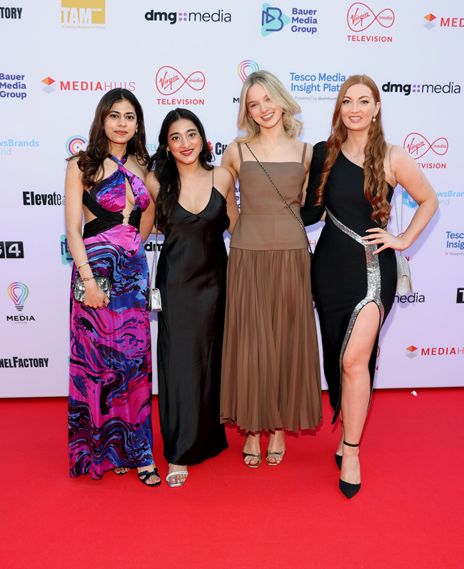 Dristhi Singh, Zeel Dodhri, Kerrie Patten and Amy Cluskey at the Media Awards, sponsored by Virgin Media Television and dmg media, at The Mansion House, Dublin. Pic: Brian McEvoy